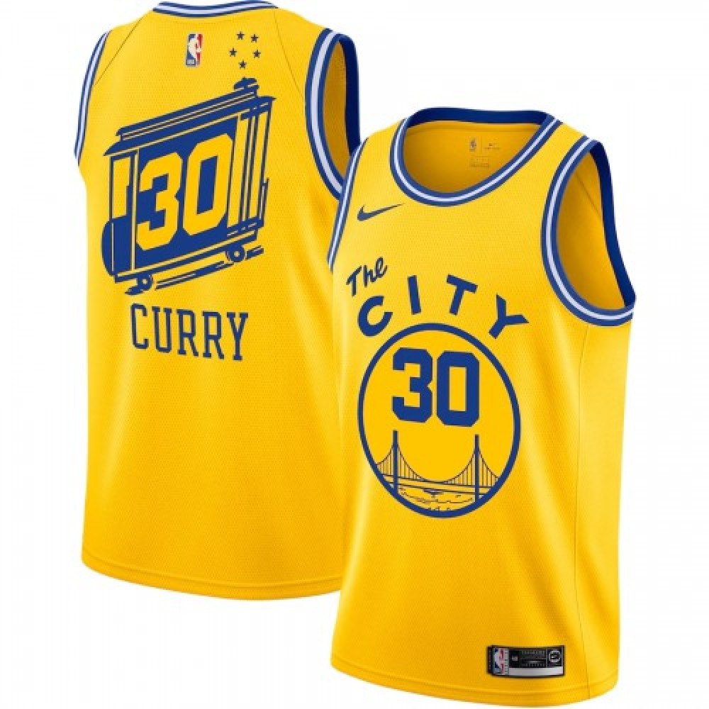 Men's Golden State Warriors Curry #30 Yellow Classics Finished Swingman Jersey -City Classic Edition-Pro Kit Vault | Brand New 26/27 Sports Jerseys